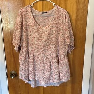 SHEIN Pink and White Textured Blouse